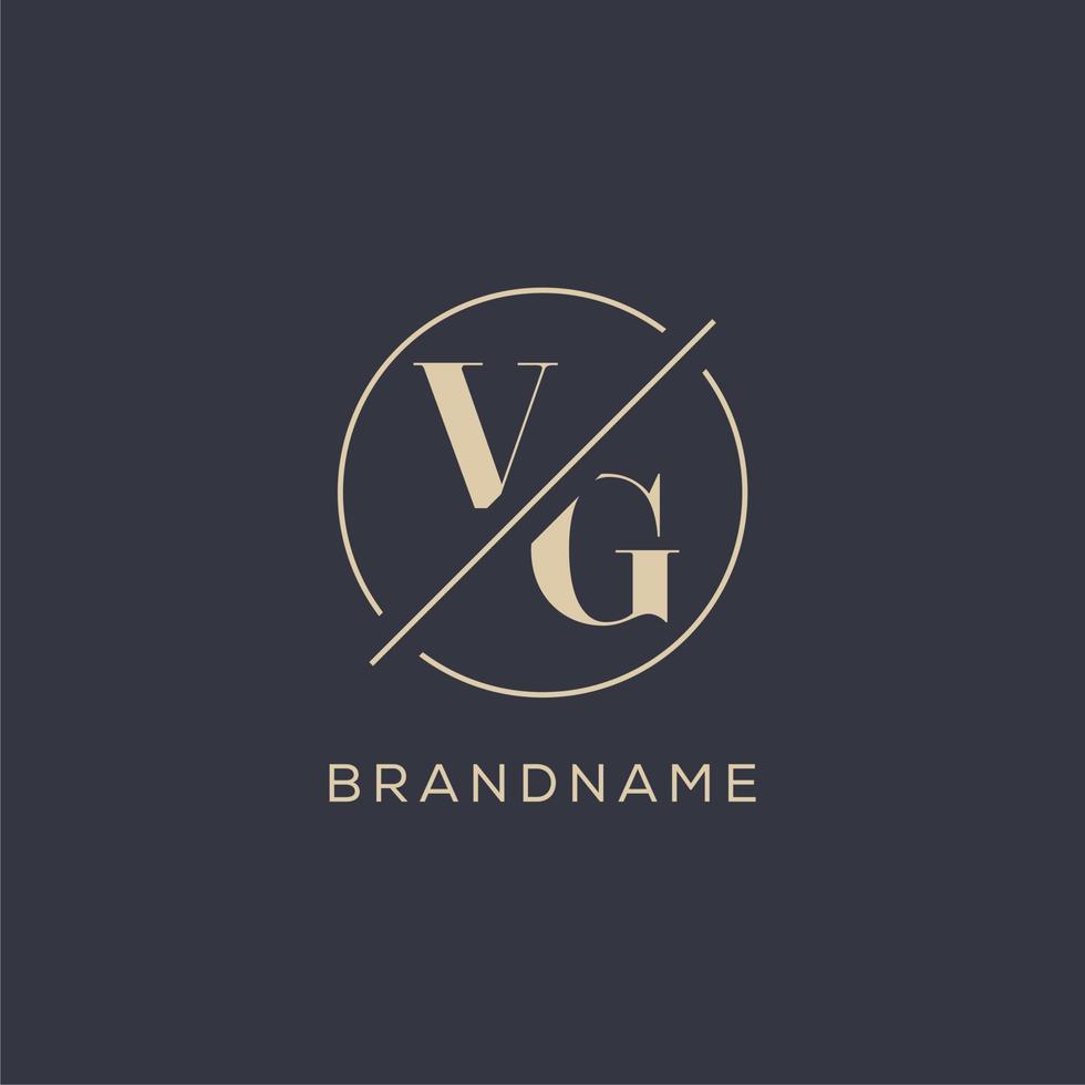 logotipo de letra inicial vg con línea de círculo simple, estilo de logotipo de monograma de aspecto elegante vector