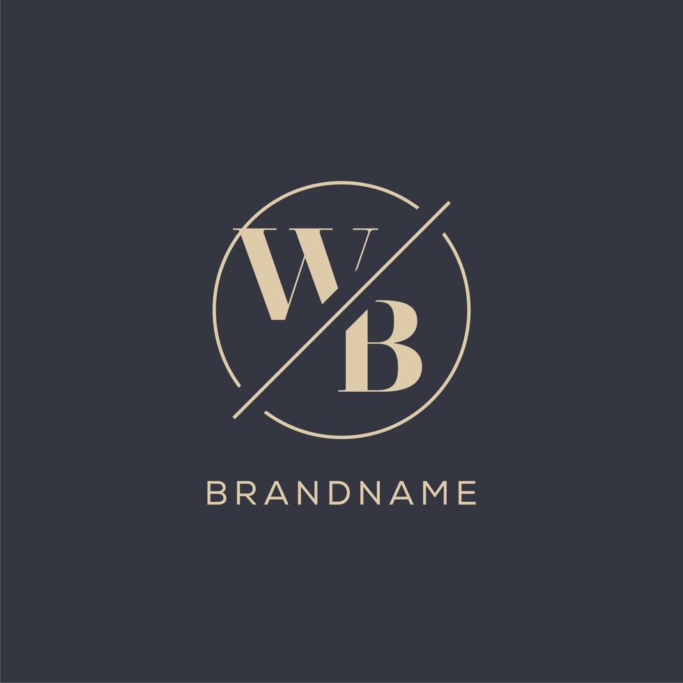 logotipo de letra inicial wb con línea de círculo simple, estilo de logotipo de monograma de aspecto elegante vector