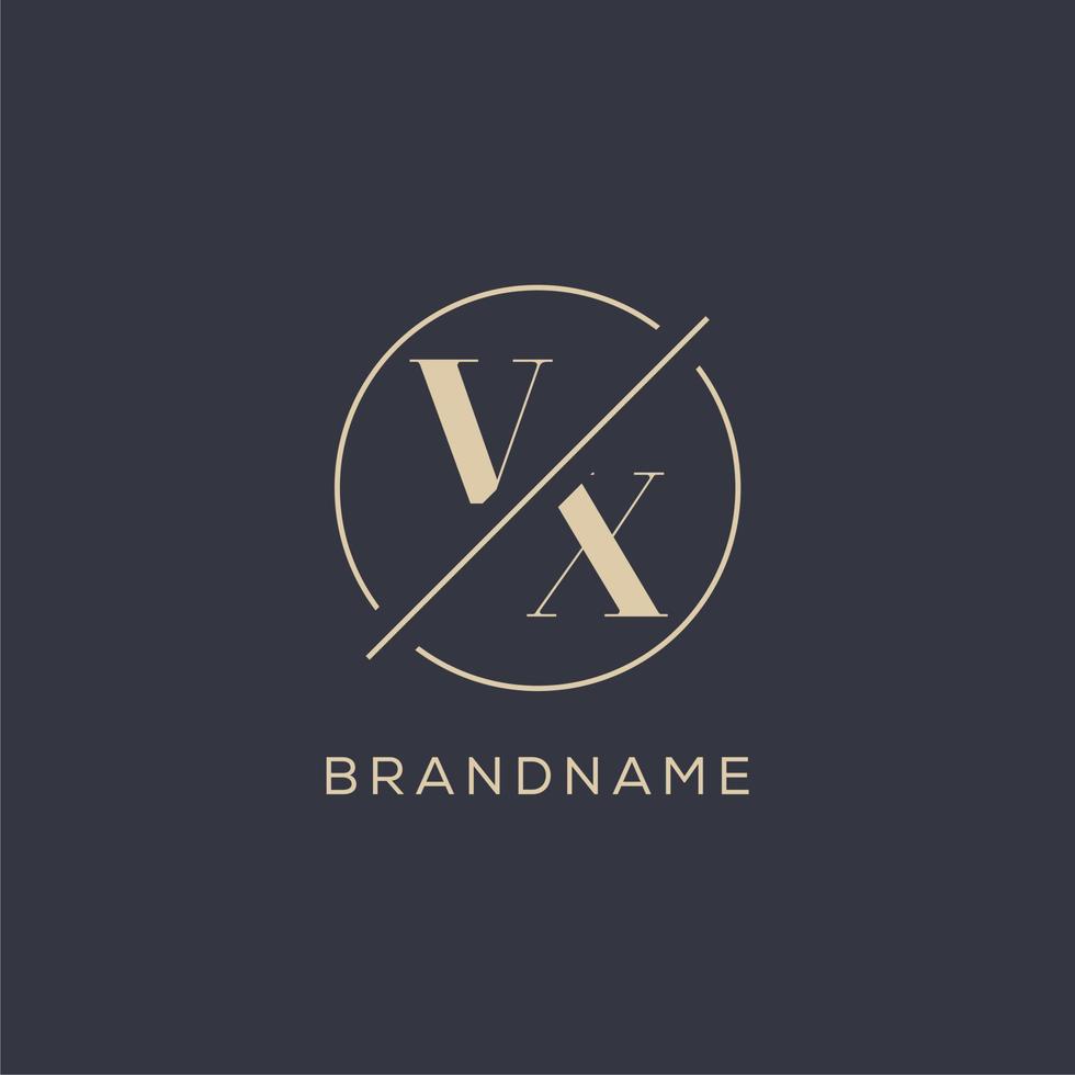 Initial letter VX logo with simple circle line, Elegant look monogram logo style vector