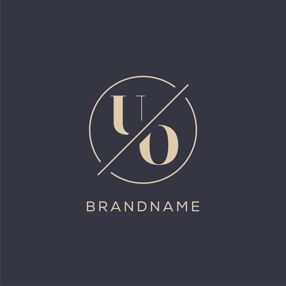 Initial letter UO logo with simple circle line, Elegant look monogram logo style vector