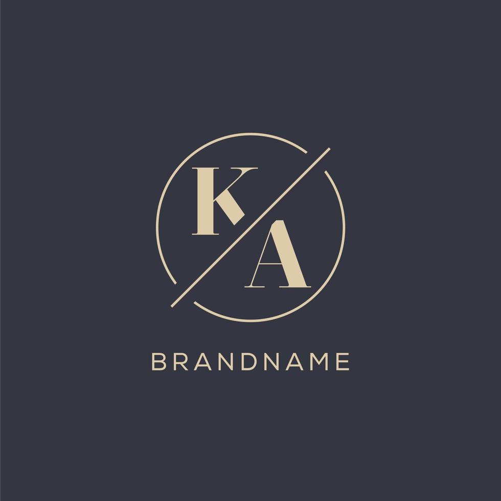 Initial letter KA logo with simple circle line, Elegant look monogram ...