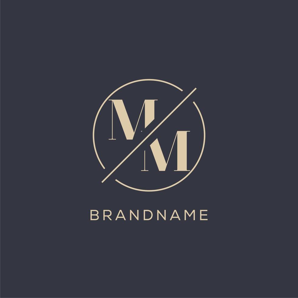 Initial letter MM logo with simple circle line, Elegant look monogram logo style vector