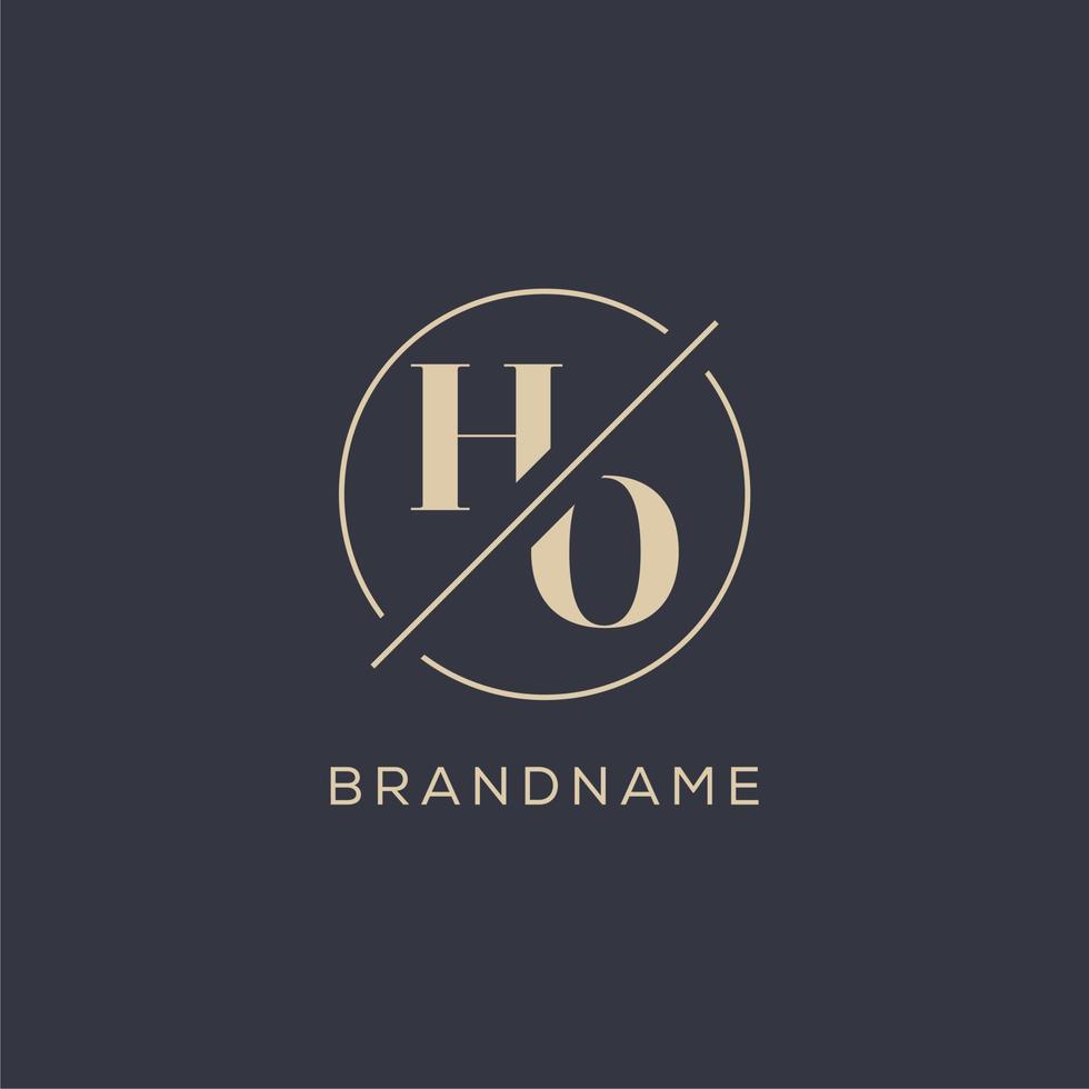 Initial letter HO logo with simple circle line, Elegant look monogram logo style vector