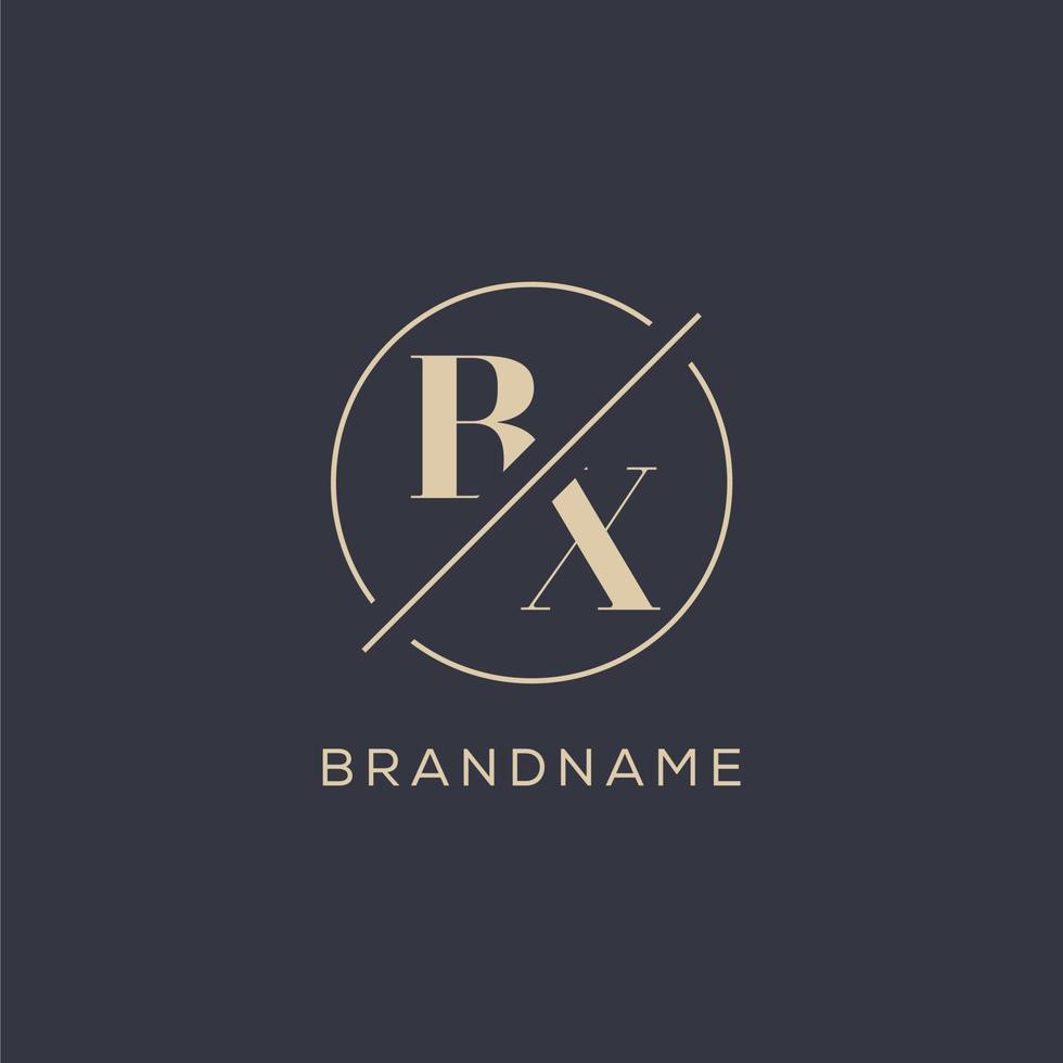 Initial letter BX logo with simple circle line, Elegant look monogram logo style vector