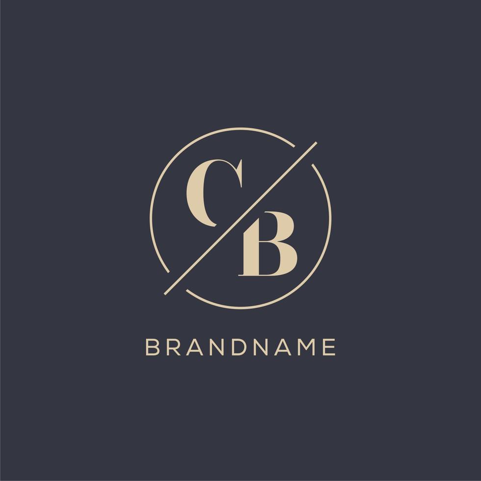 Initial letter CB logo with simple circle line, Elegant look monogram logo style vector