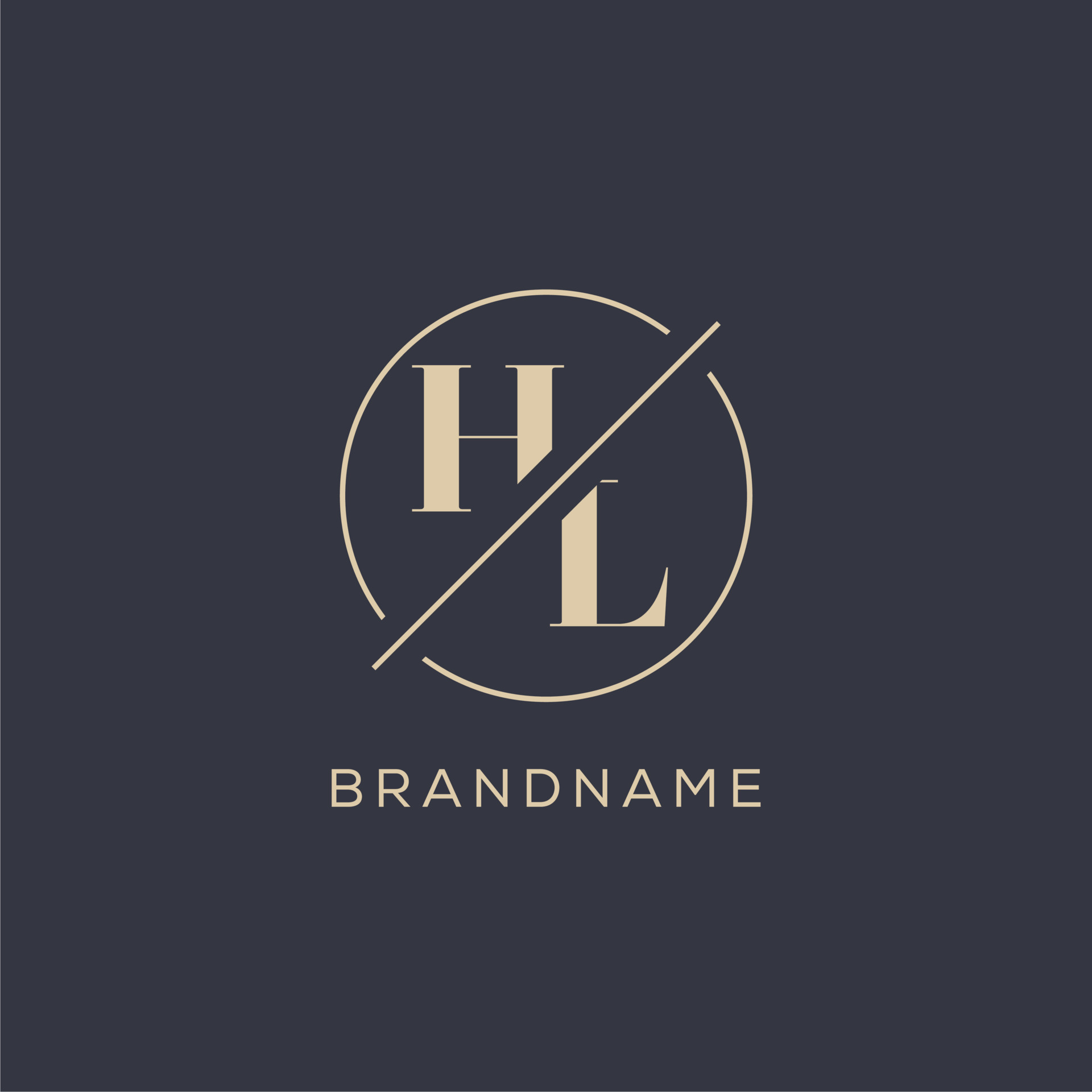 Logotipo de letra inicial hl con l nea de c rculo simple estilo de