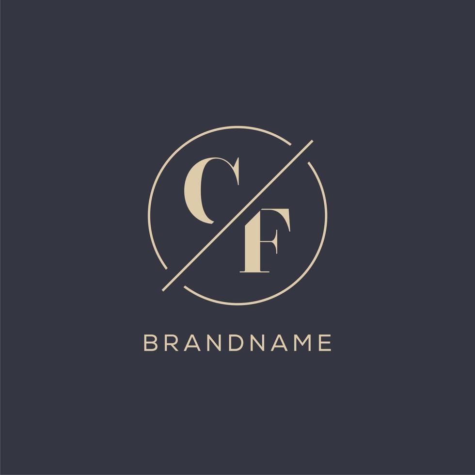 Initial letter CF logo with simple circle line, Elegant look monogram logo style vector