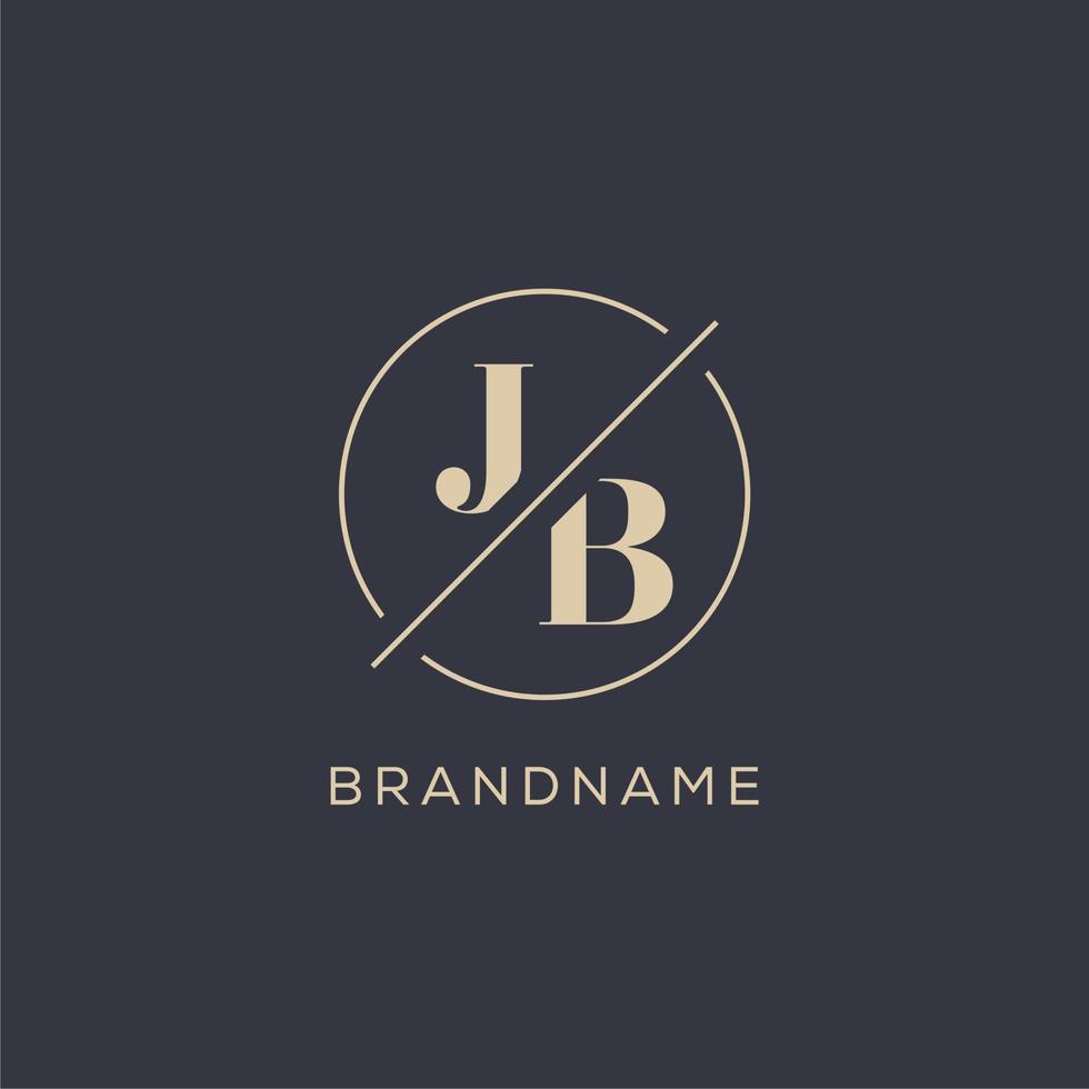 Initial letter JB logo with simple circle line, Elegant look monogram logo style vector