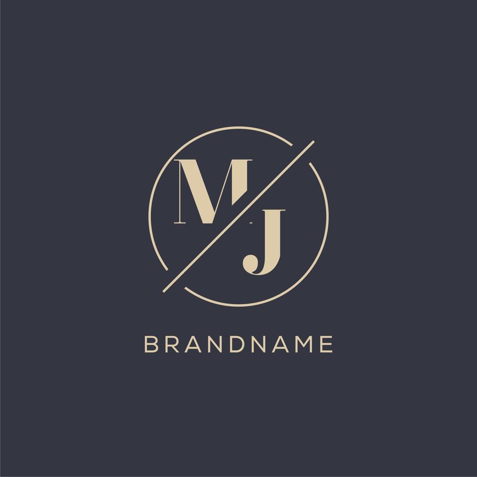 Initial letter MJ logo with simple circle line, Elegant look monogram logo style vector