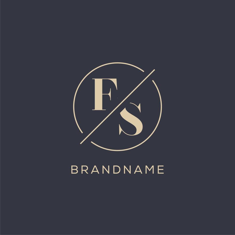 Initial letter ES logo with simple circle line, Elegant look monogram logo style vector