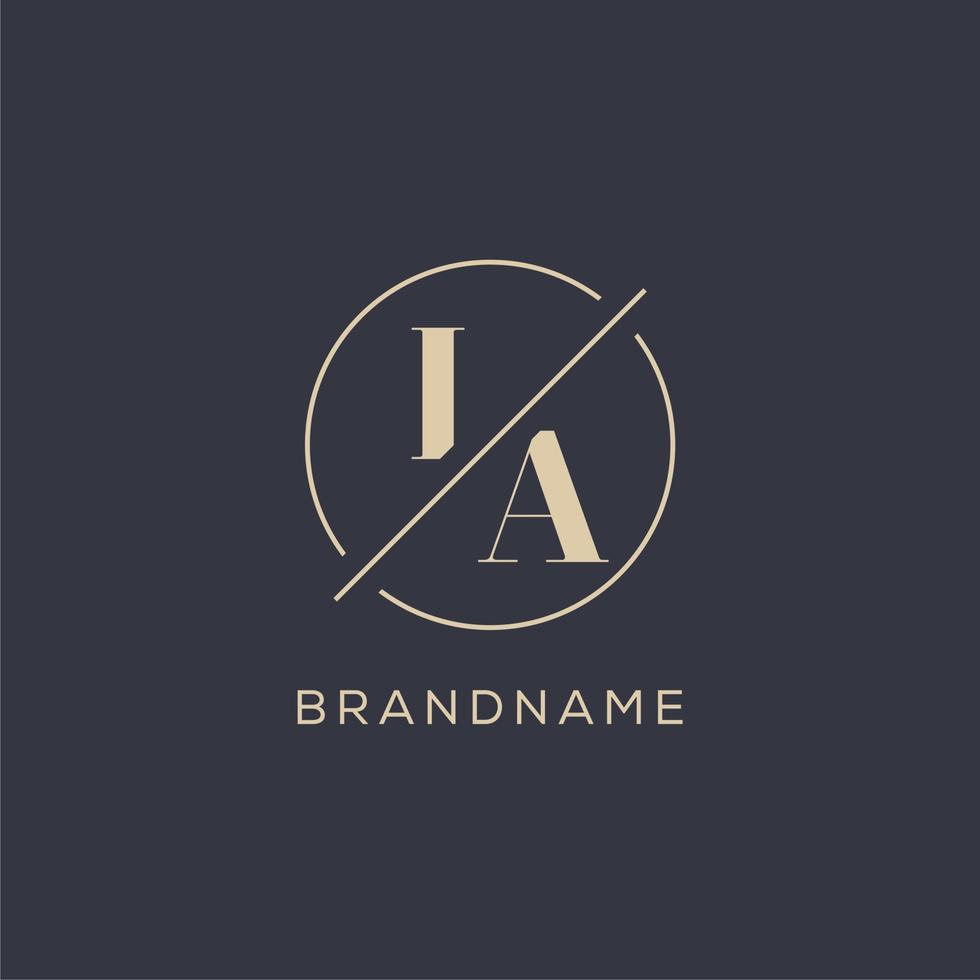 Initial letter IA logo with simple circle line, Elegant look monogram logo style vector