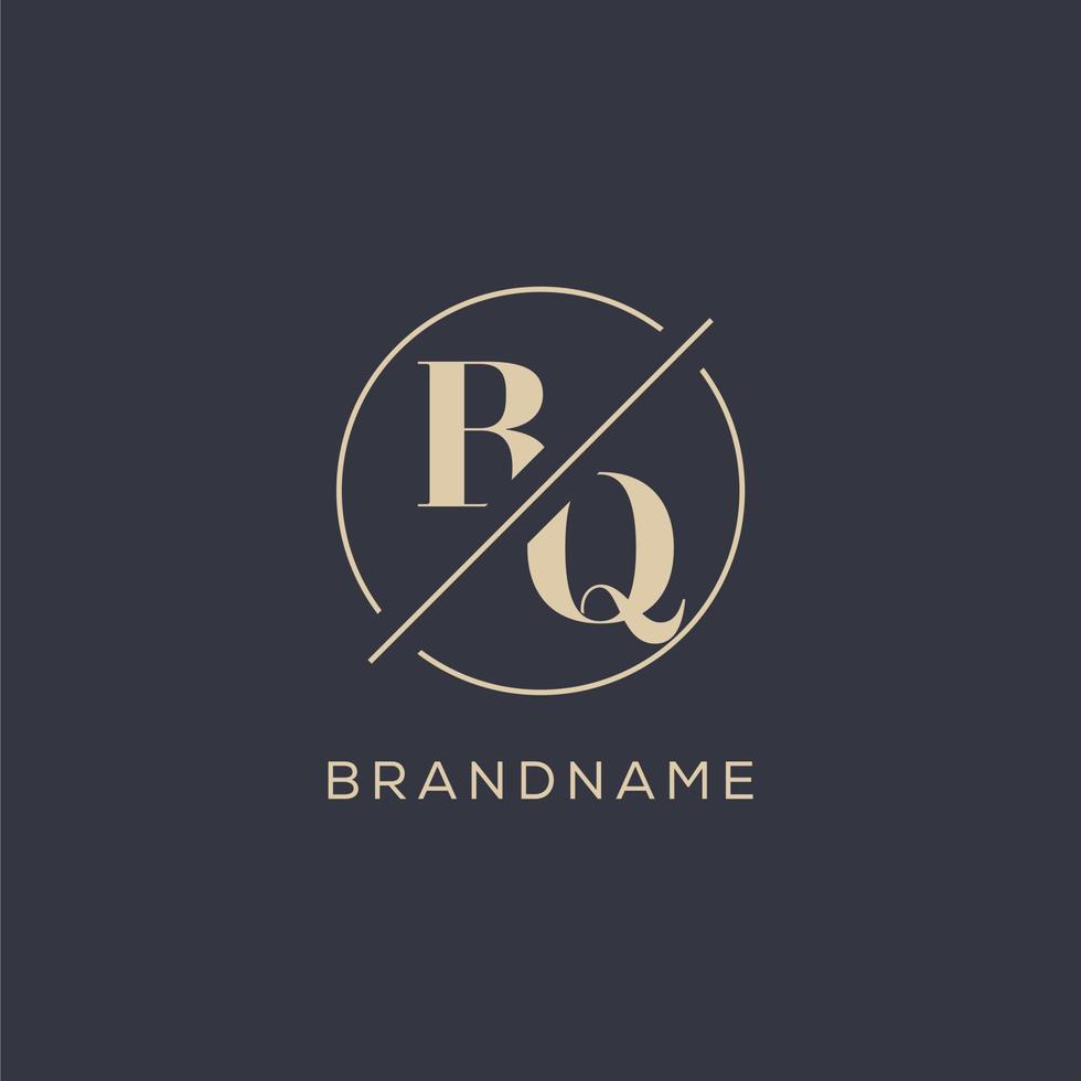 Initial letter BQ logo with simple circle line, Elegant look monogram logo style vector