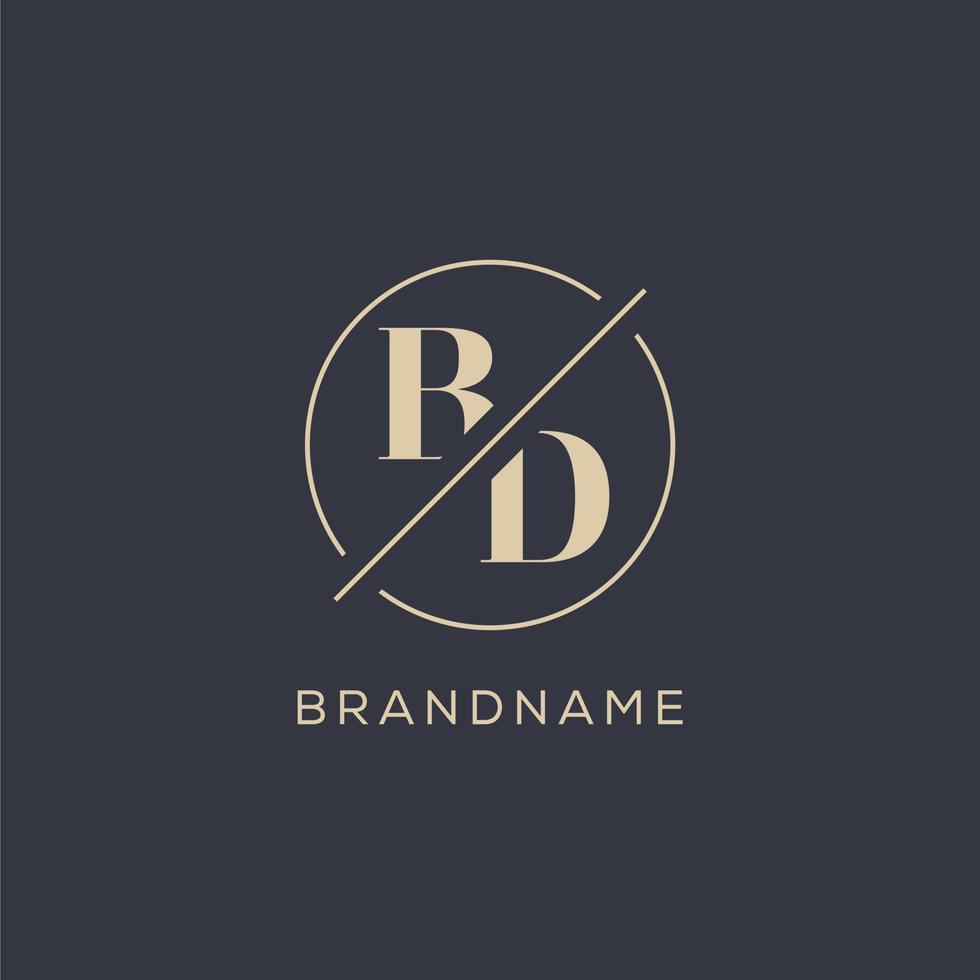 logotipo de letra inicial bd con línea de círculo simple, estilo de logotipo de monograma de aspecto elegante vector