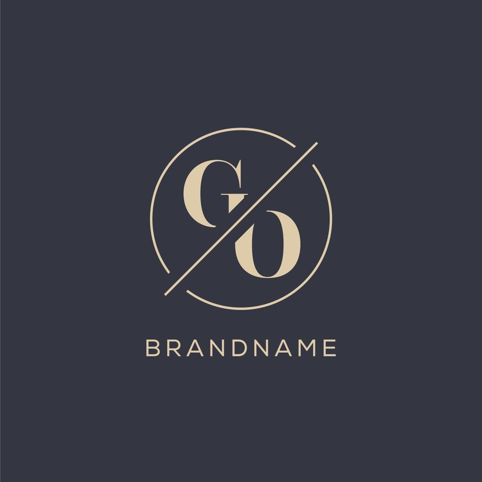 Initial letter GO logo with simple circle line, Elegant look monogram logo style vector