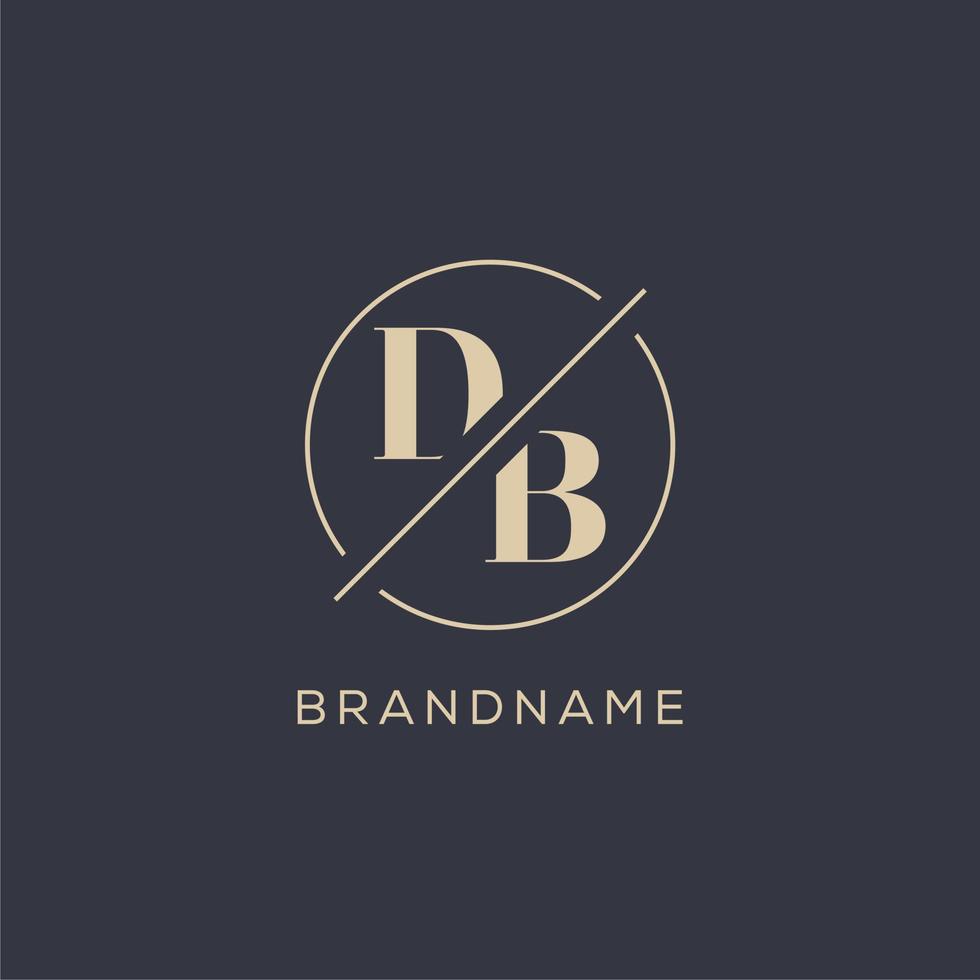 Initial letter DB logo with simple circle line, Elegant look monogram logo style vector