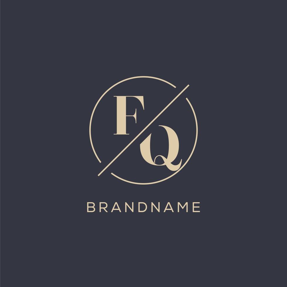 Initial letter FQ logo with simple circle line, Elegant look monogram logo style vector