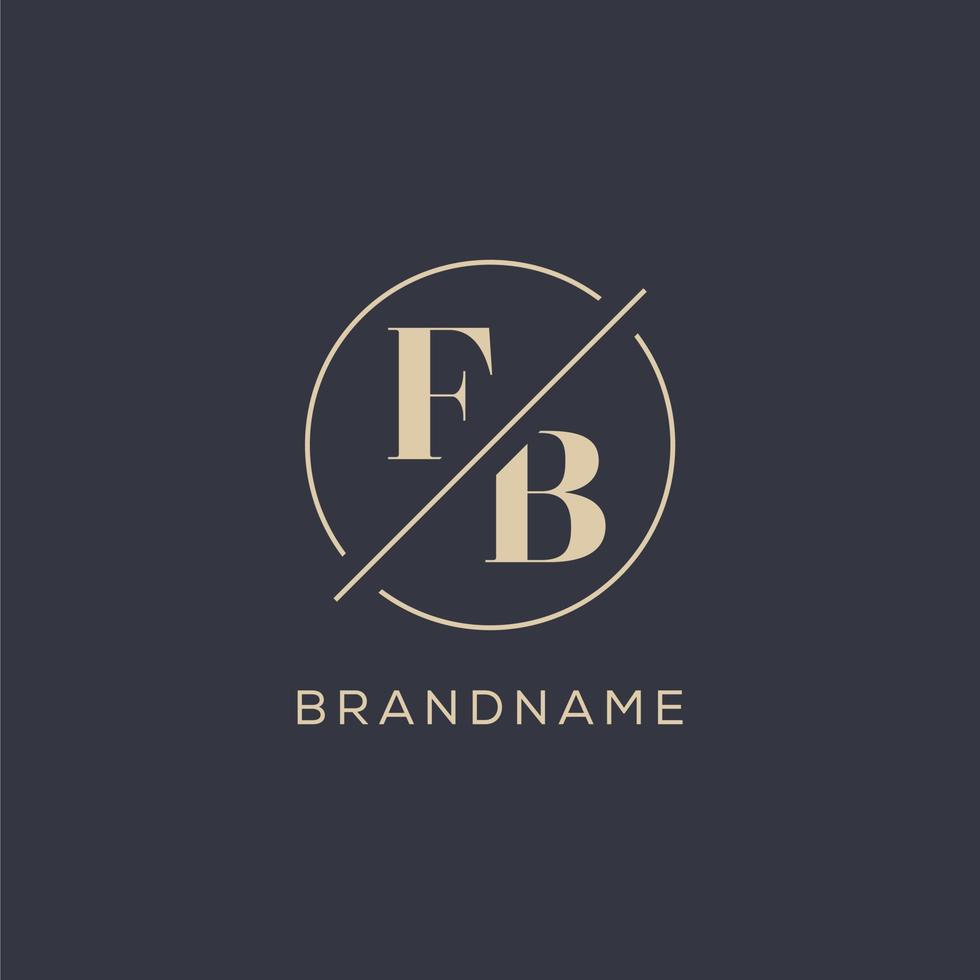 Initial letter FB logo with simple circle line, Elegant look monogram logo style vector
