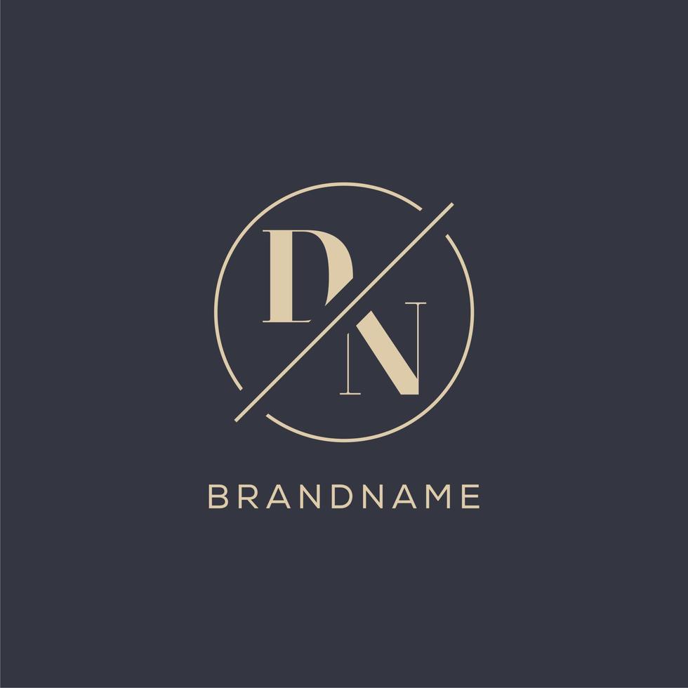 Initial letter DN logo with simple circle line, Elegant look monogram logo style vector