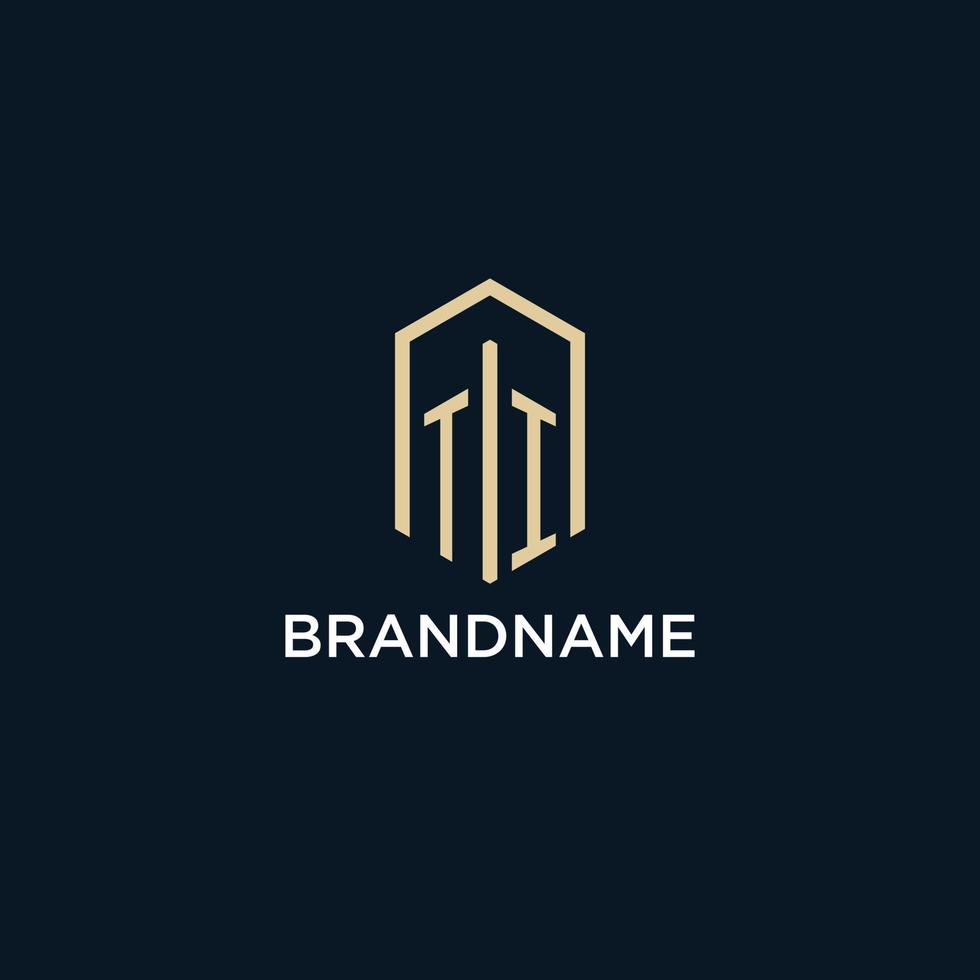 TI initial monogram logo with hexagonal shape style, real estate logo
