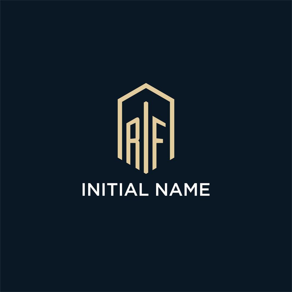RF initial monogram logo with hexagonal shape style, real estate logo design ideas inspiration vector