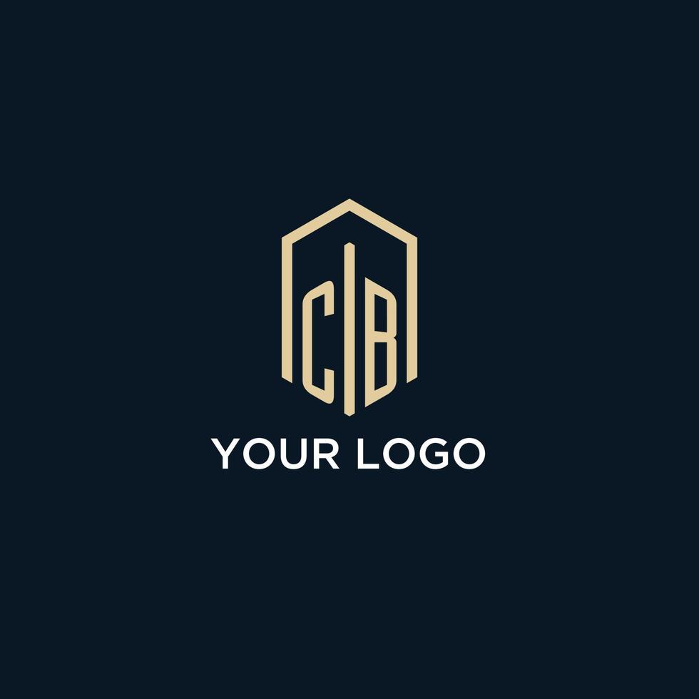 CB initial monogram logo with hexagonal shape style, real estate logo design ideas inspiration vector