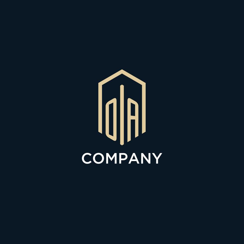 OA initial monogram logo with hexagonal shape style, real estate logo