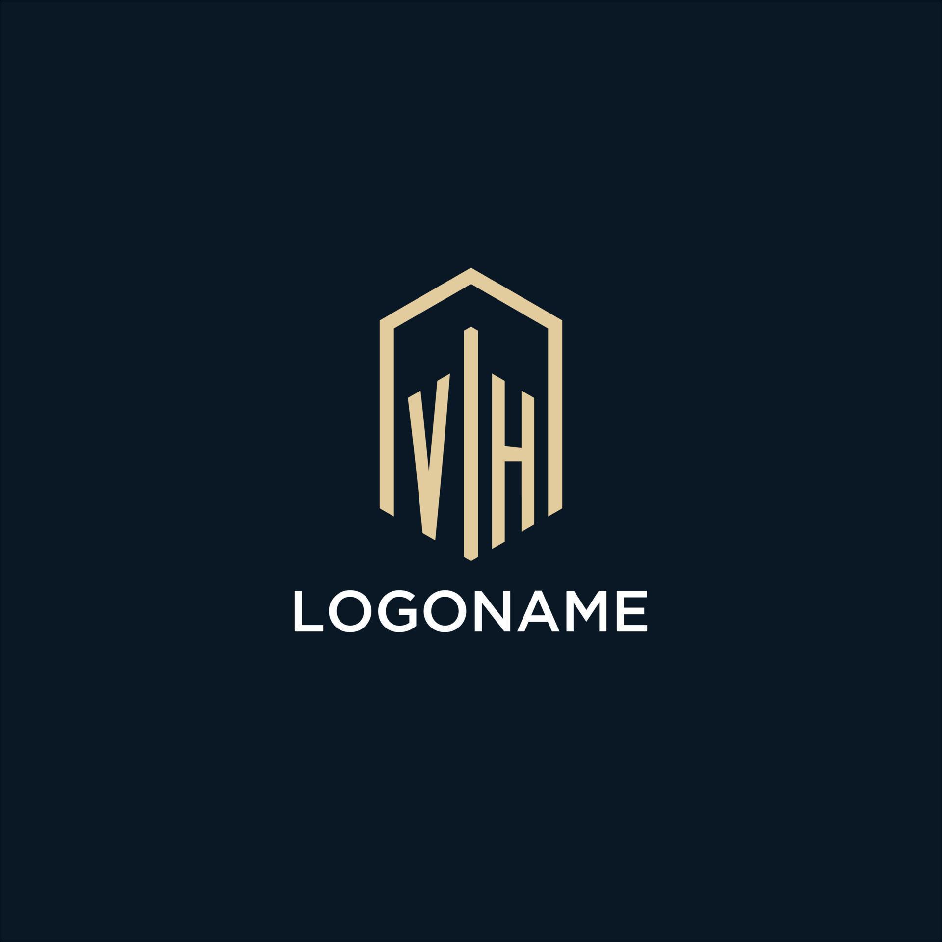 VH initial monogram logo with hexagonal shape style, real estate logo
