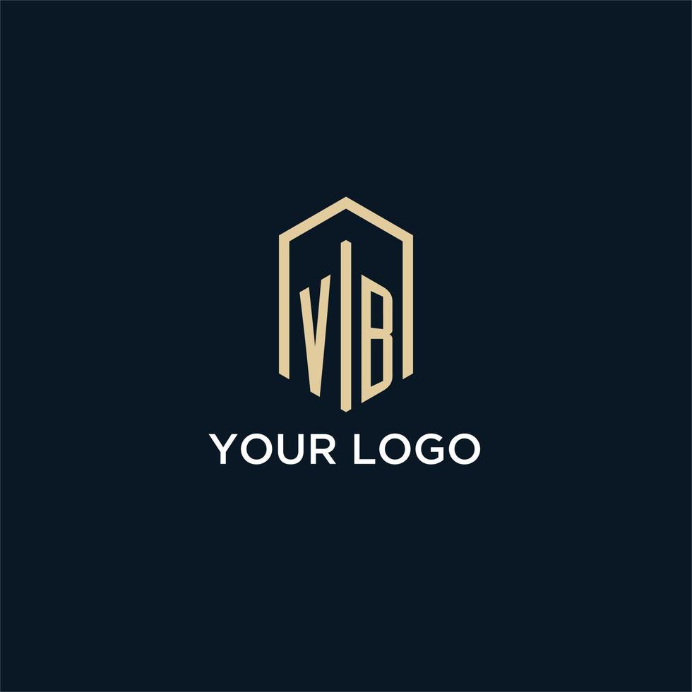 VB initial monogram logo with hexagonal shape style, real estate logo design ideas inspiration vector