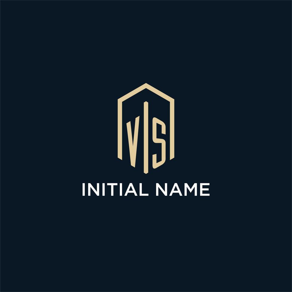 VS initial monogram logo with hexagonal shape style, real estate logo design ideas inspiration vector