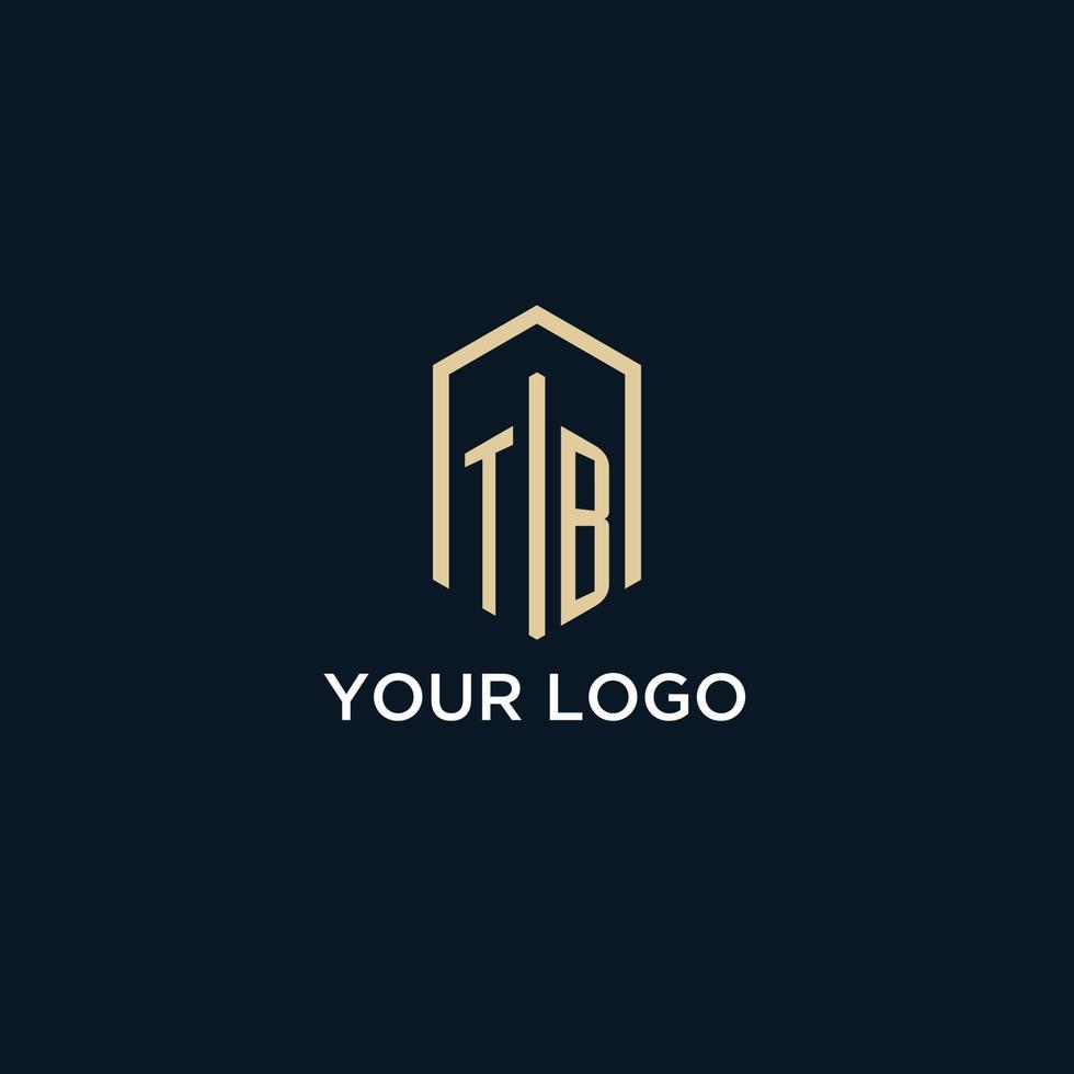 TB initial monogram logo with hexagonal shape style, real estate logo design ideas inspiration vector