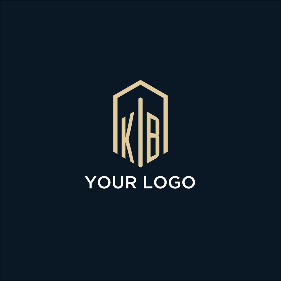 KB initial monogram logo with hexagonal shape style, real estate logo design ideas inspiration vector