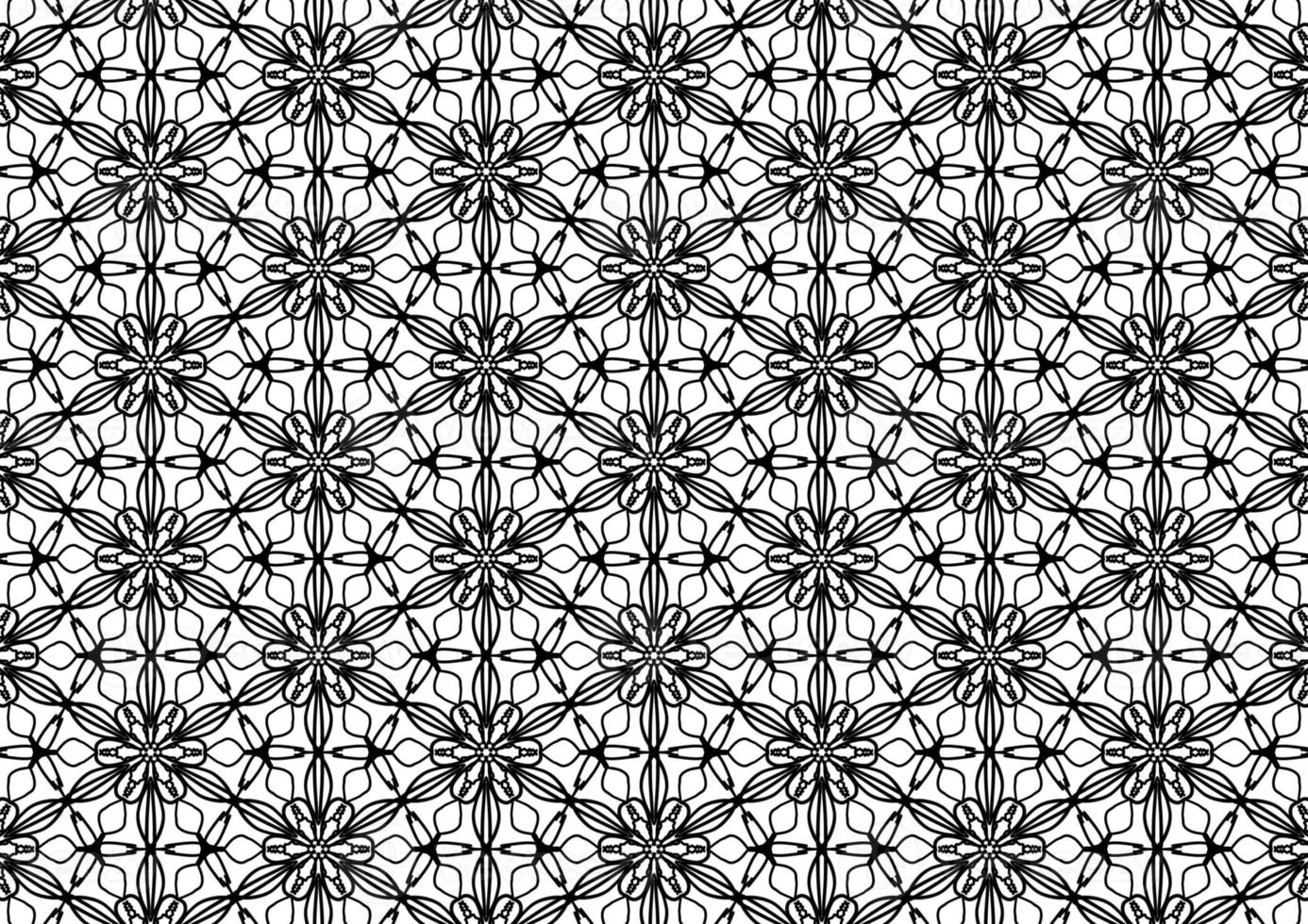 Black and white floral pattern for coloring, background, fabric pattern. photo
