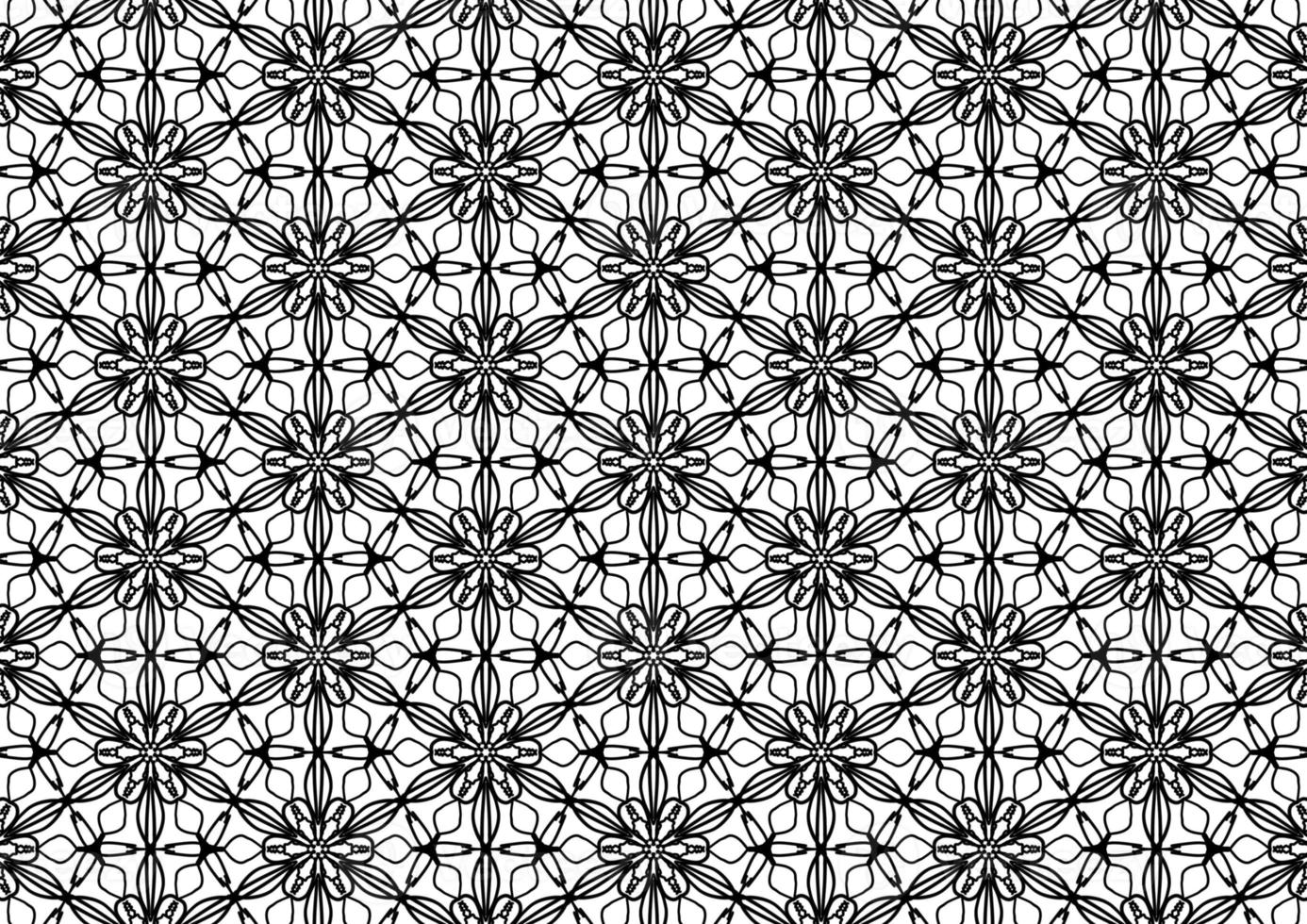 Black and white floral pattern for coloring, background, fabric pattern. photo