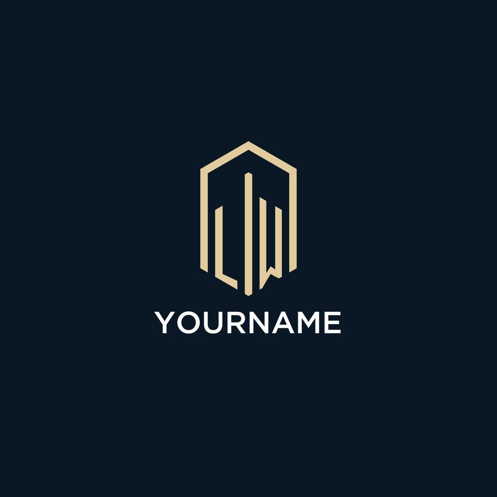 LW initial monogram logo with hexagonal shape style, real estate logo