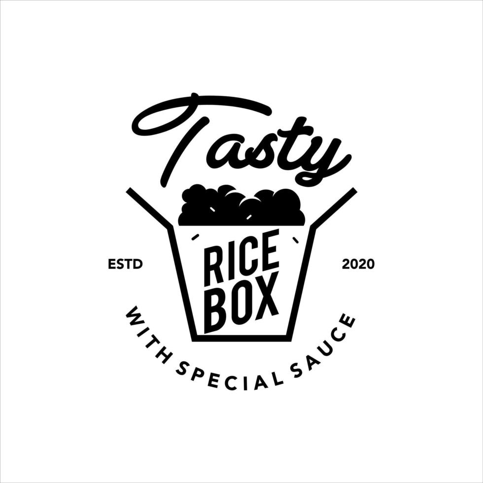 diseño de logotipo bento de caja de arroz vintage vector