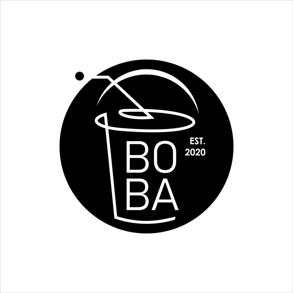 diseño de logotipo de batido con taza de paja vector