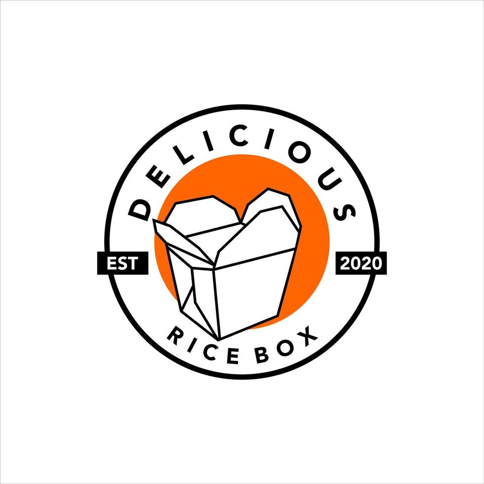 vector de comida bento de diseño de logotipo de caja de arroz