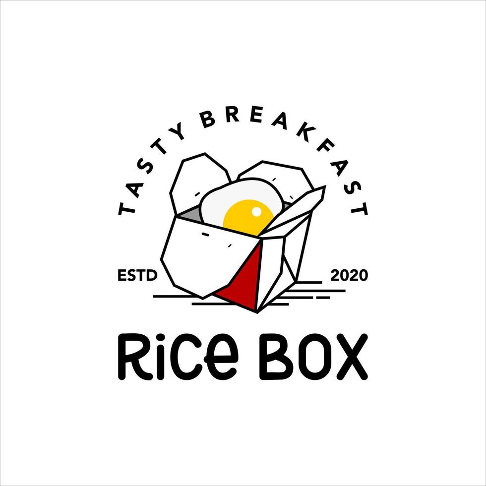 Rice Box Logo Stamp Food Label vector