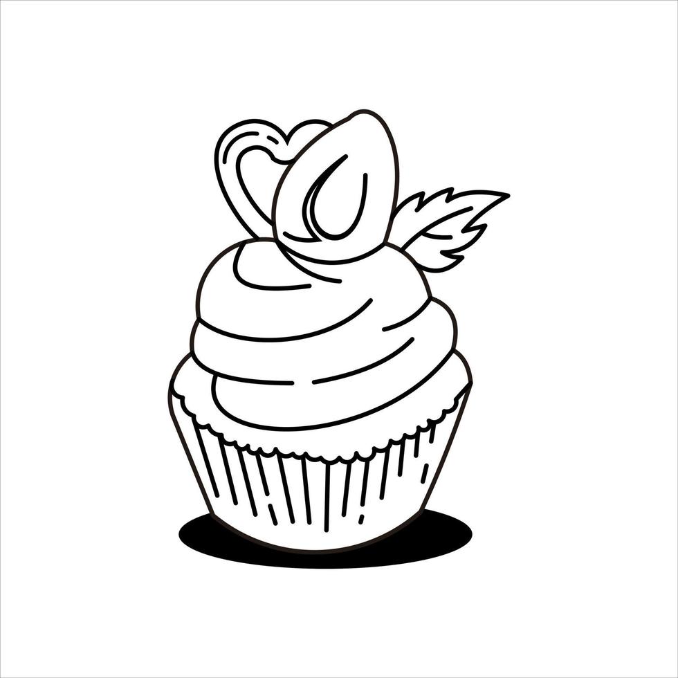 elemento de libro para colorear de cupcake line art vector