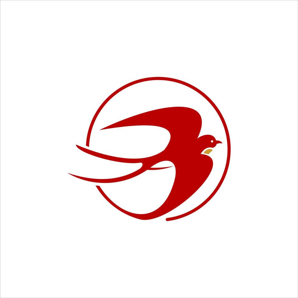 golondrina logo volando pájaro rojo animal, vector