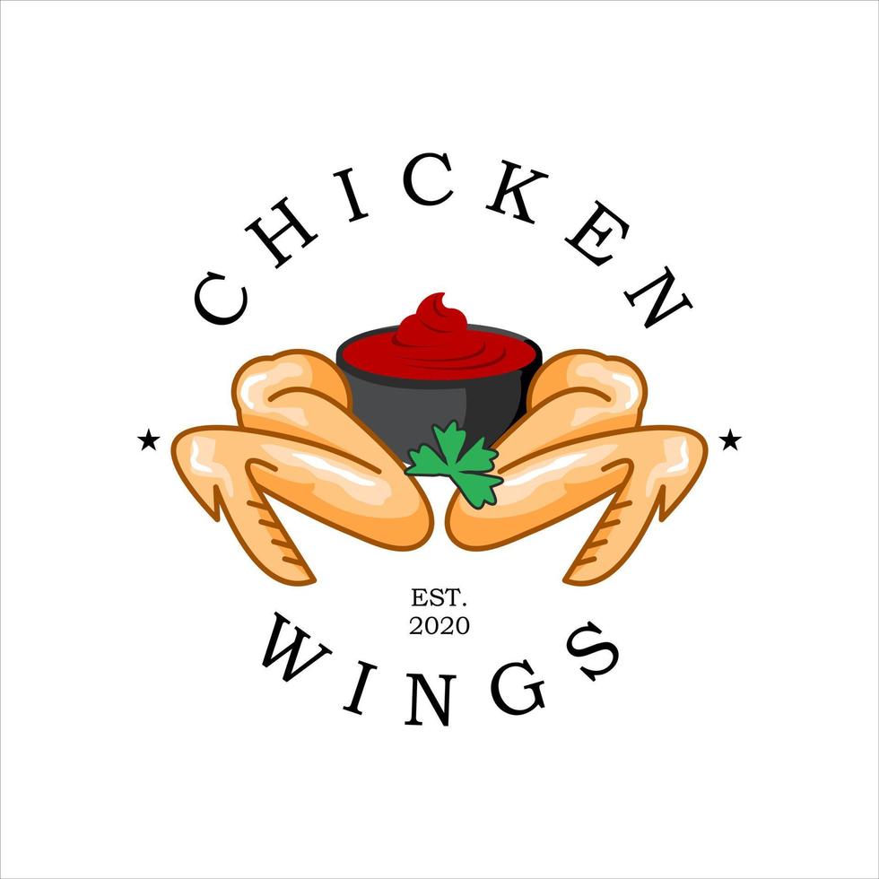 Fried chicken logo chicken wings vector