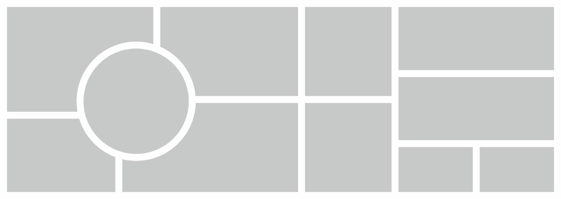 Pictures or photos frame collage. comics page grid layout abstract photo frames and digital photo wall template vector