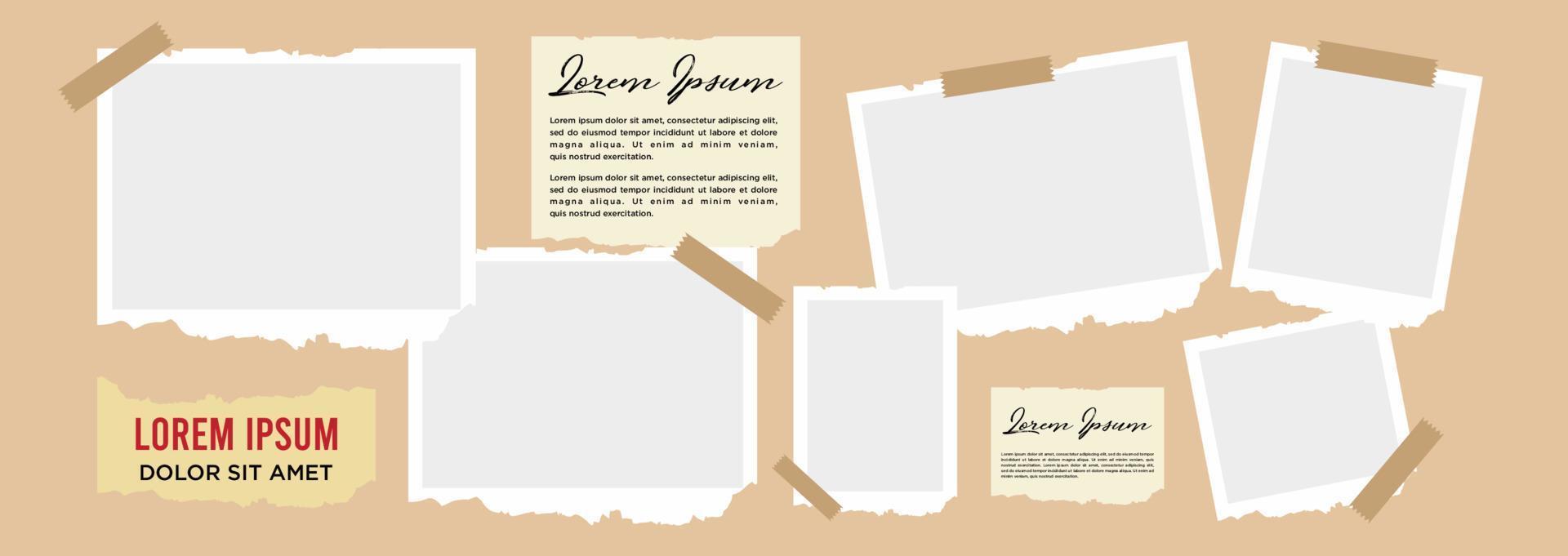 Pictures or photos frame collage. comics page grid layout abstract photo frames and digital photo wall template vector