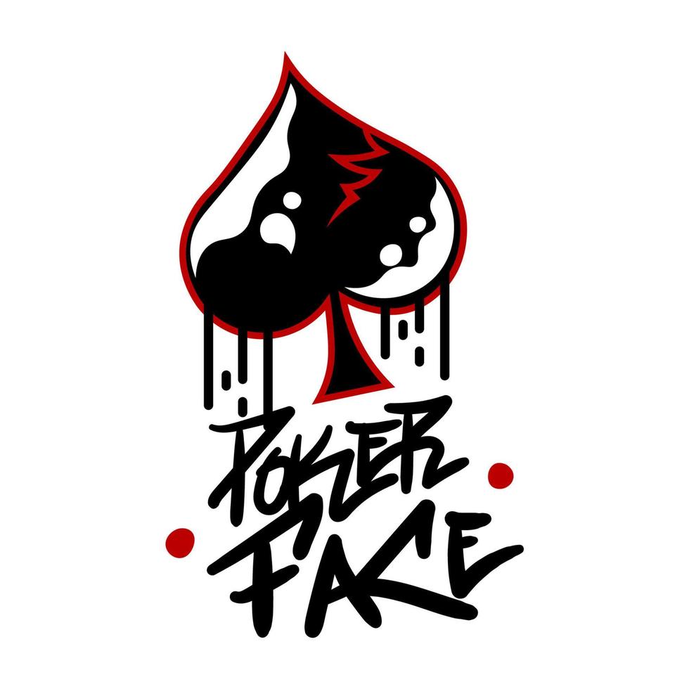 Melted Poker Spade with Poker Face Tagline for Apparel Design especially for T shirt, jacket, hoodie, sweater or anything vector