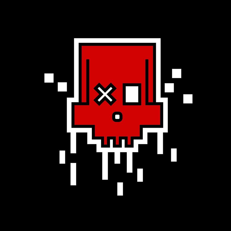 cabeza de calavera roja pixelada para el diseño de prendas de vestir, especialmente para camisetas, chaquetas, sudaderas con capucha, suéteres o cualquier cosa vector