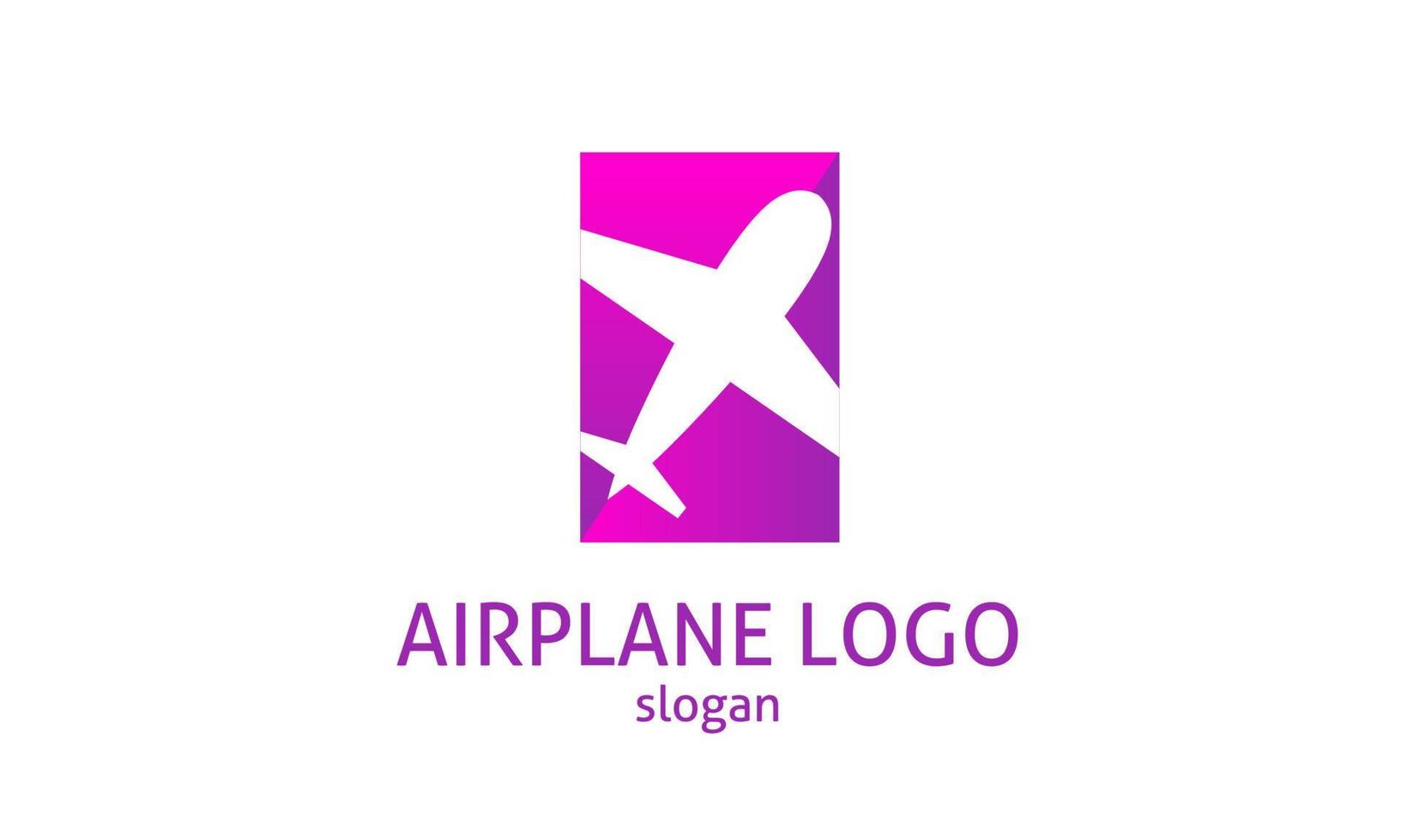 Airplane in the trendy rectangle background logo design vector