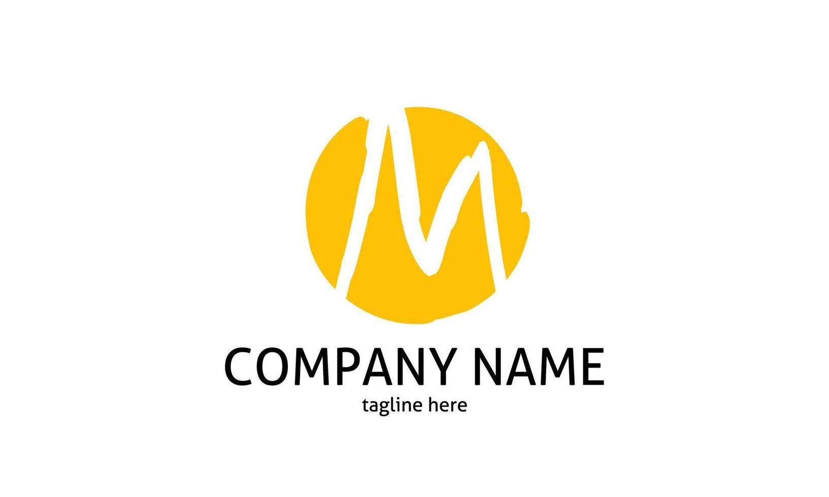 Letter M logo in rough circle with dynamic shape. Fun, happy, cheerful. Vector