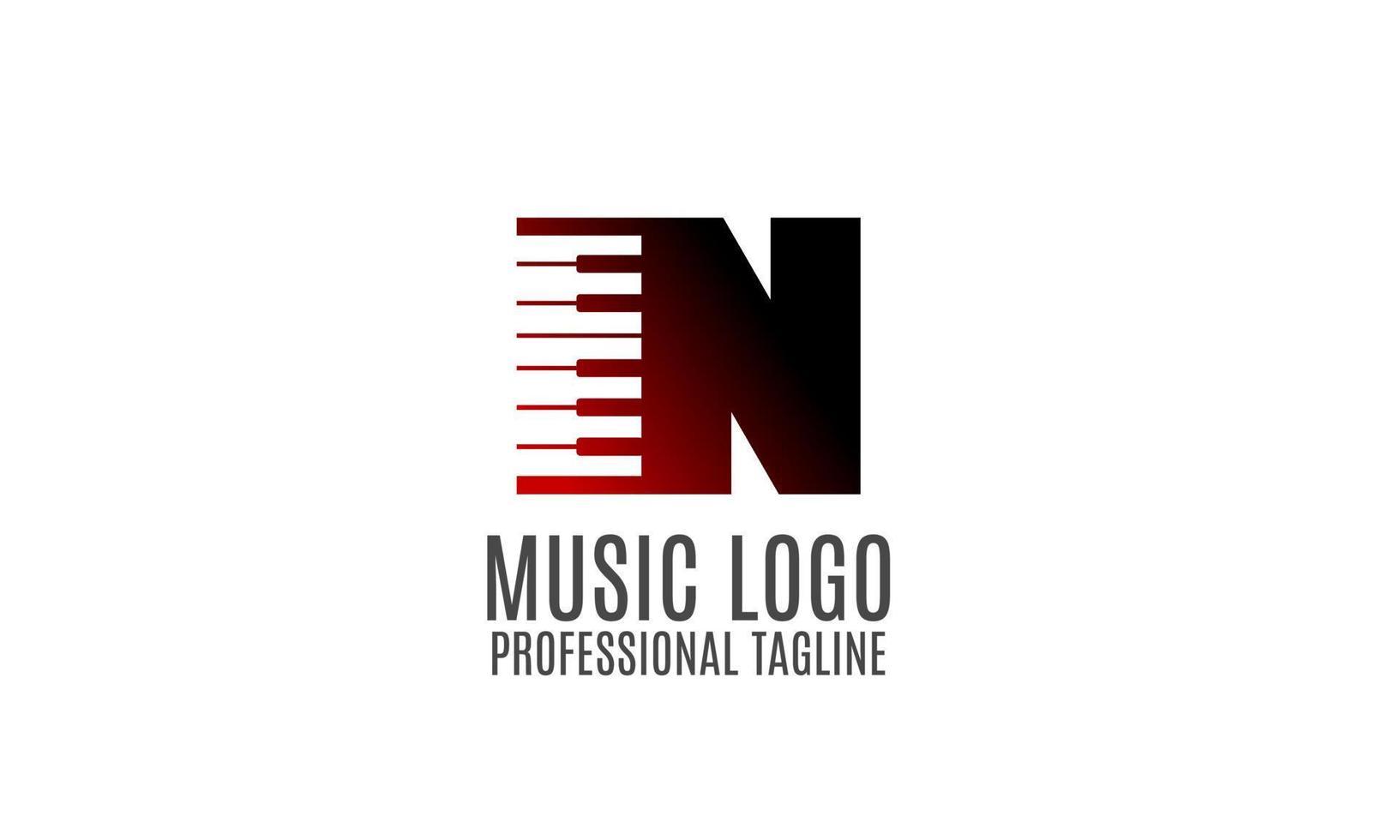 letter N piano or keyboard for professional music school logo, composer, producer, publisher, event organizer vector