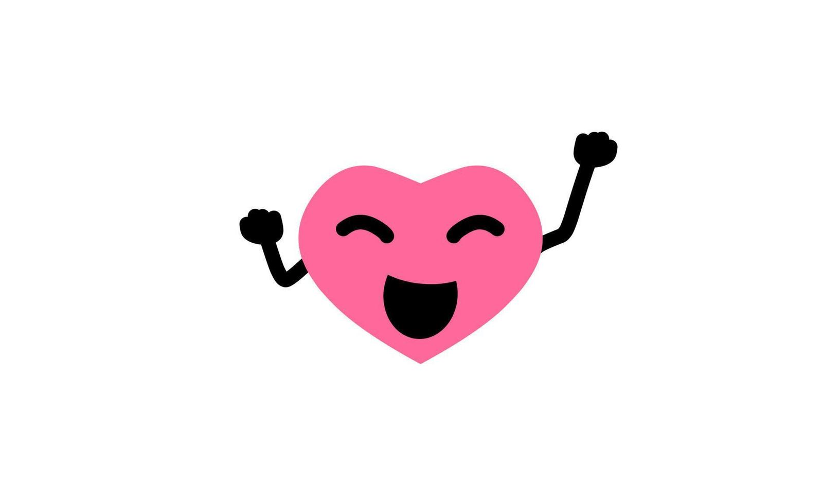 Cute and happy heart shape with hand character, excited, smile vector