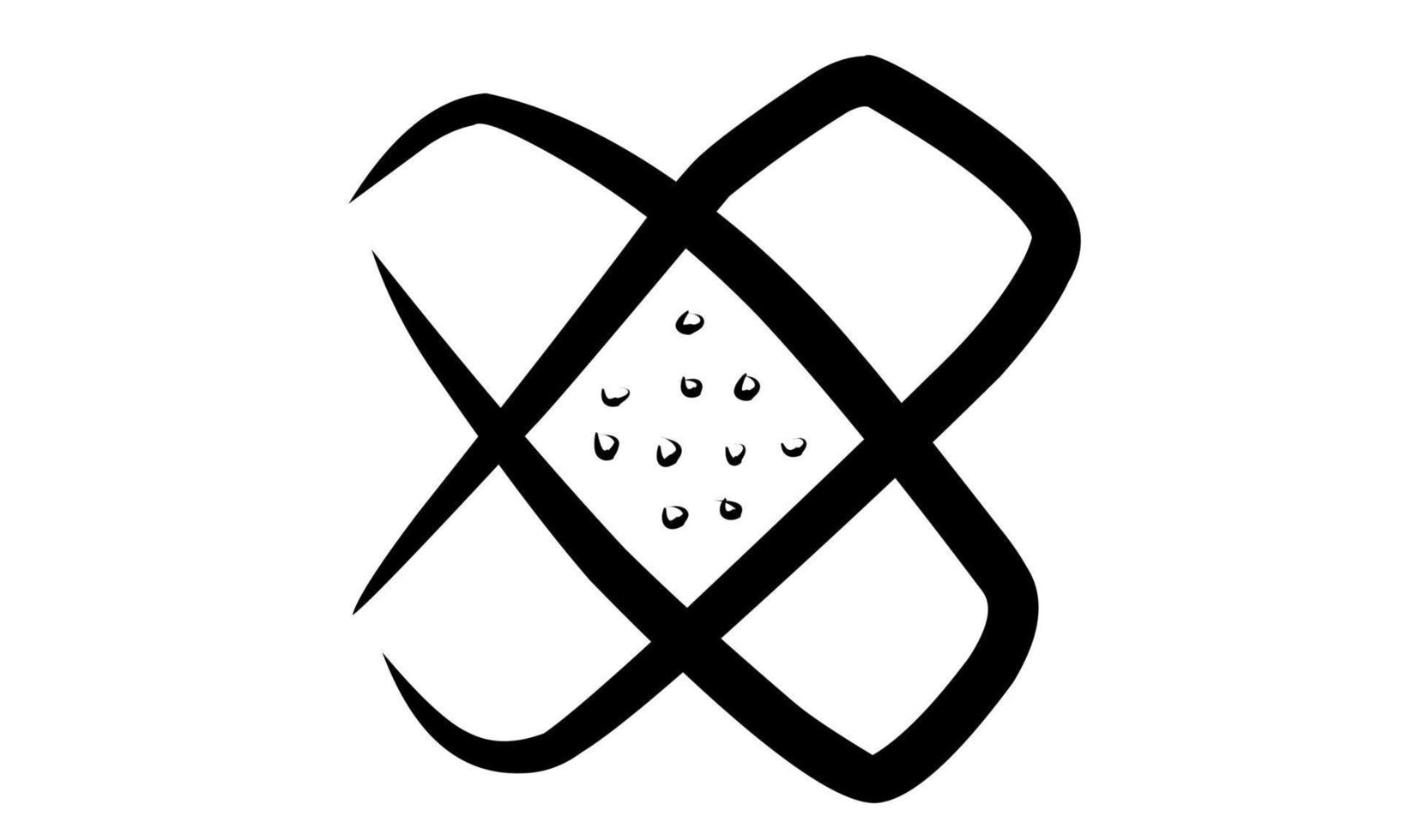 Cute and funny free hand doodle cross plaster icon design element vector